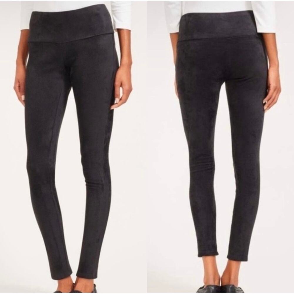 J. McLaughlin Lori Faux Suede Pull On High Waisted Legging Black Large Cozy Chic